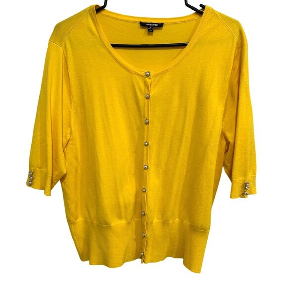Premise Womens Yellow Cardigan Sweater With Button Detailing Size XL - Picture 1 of 9